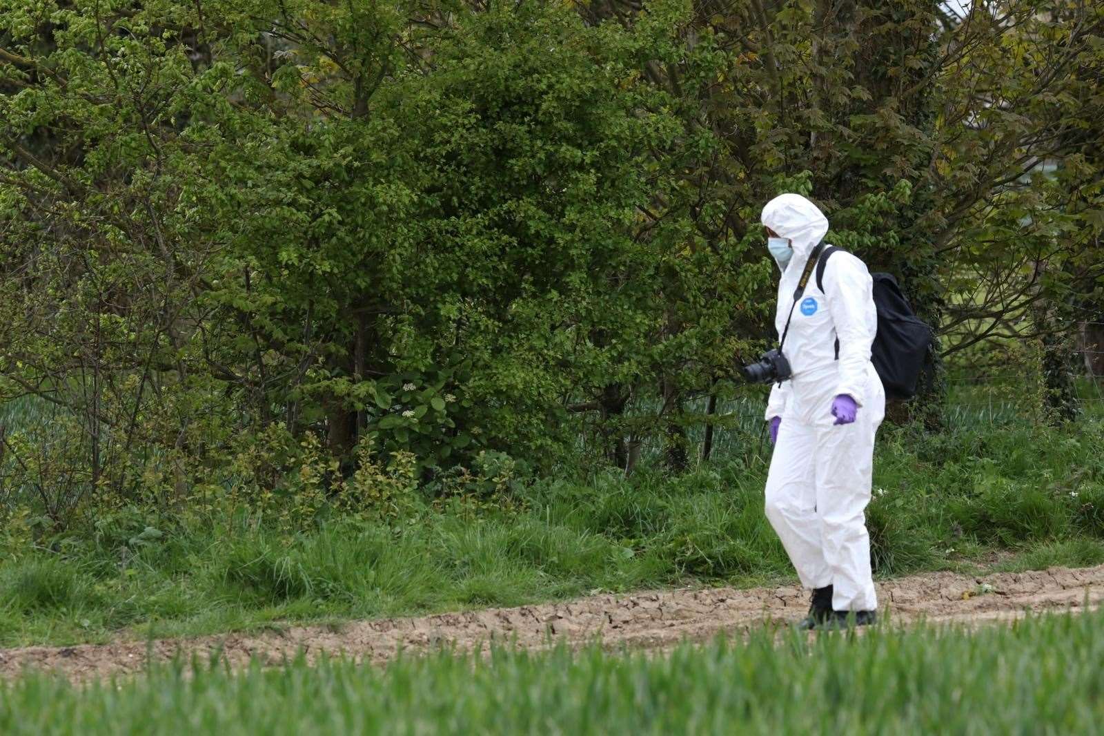 Police are searching a field in Womenswold as their hunt for PCSO Julia James' killer continues. Picture: UKNIP
