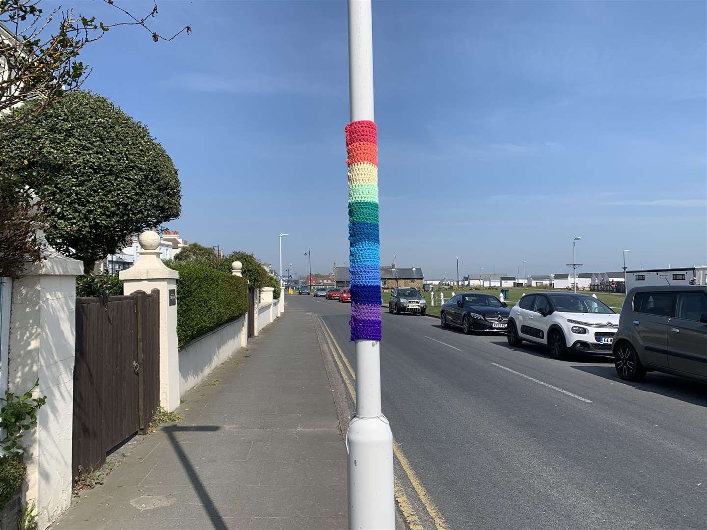 A lamppost along The Beach has been given a new woolly accessory