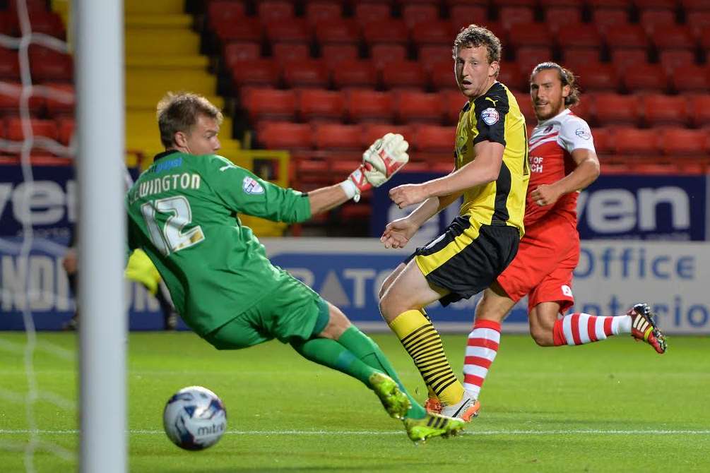 Lawrie Wilson scores his second and Charlton's third Picture: Keith Gillard