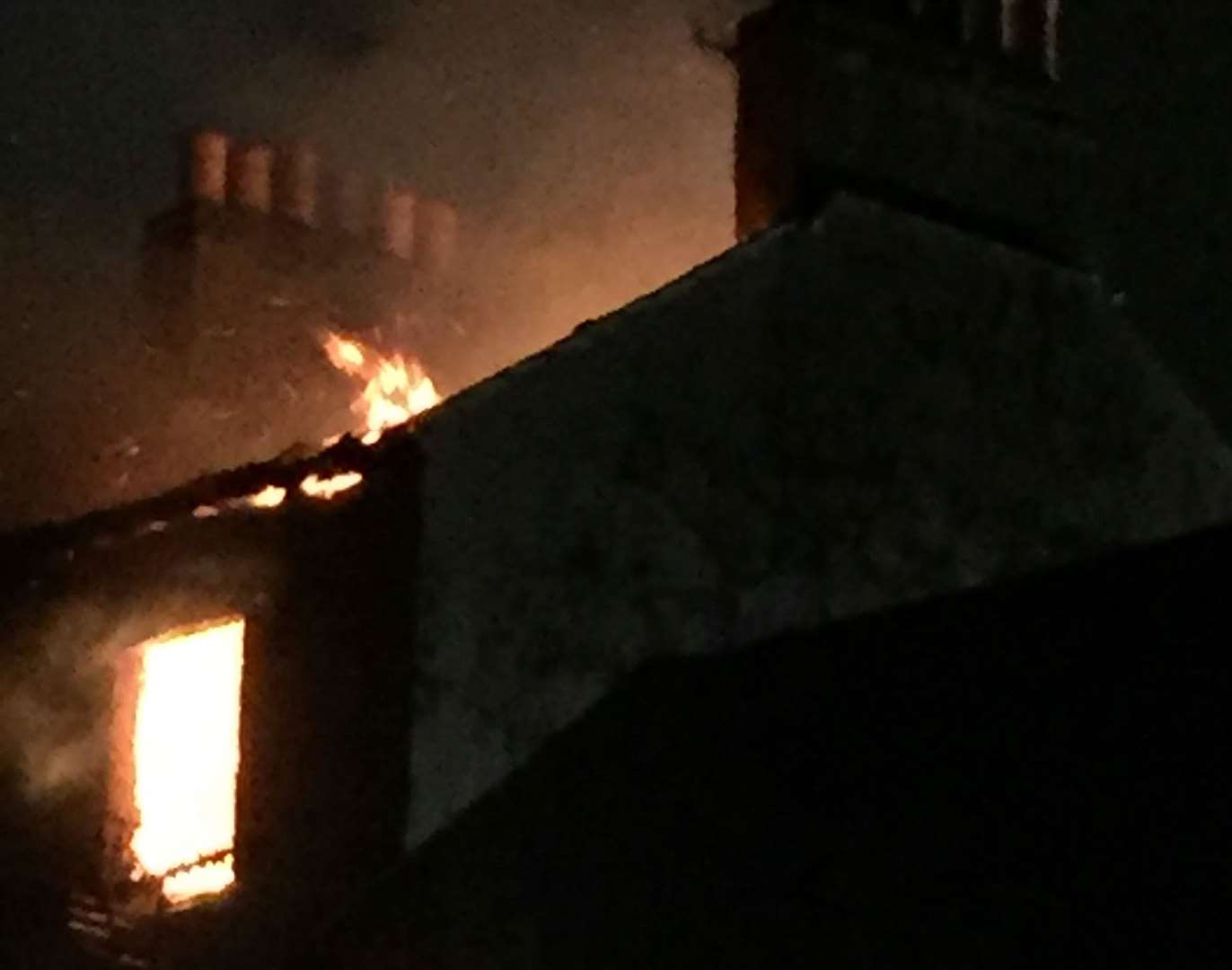 The fire in Clarendon Street, Dover, last night. Credit: Ryan Burrows