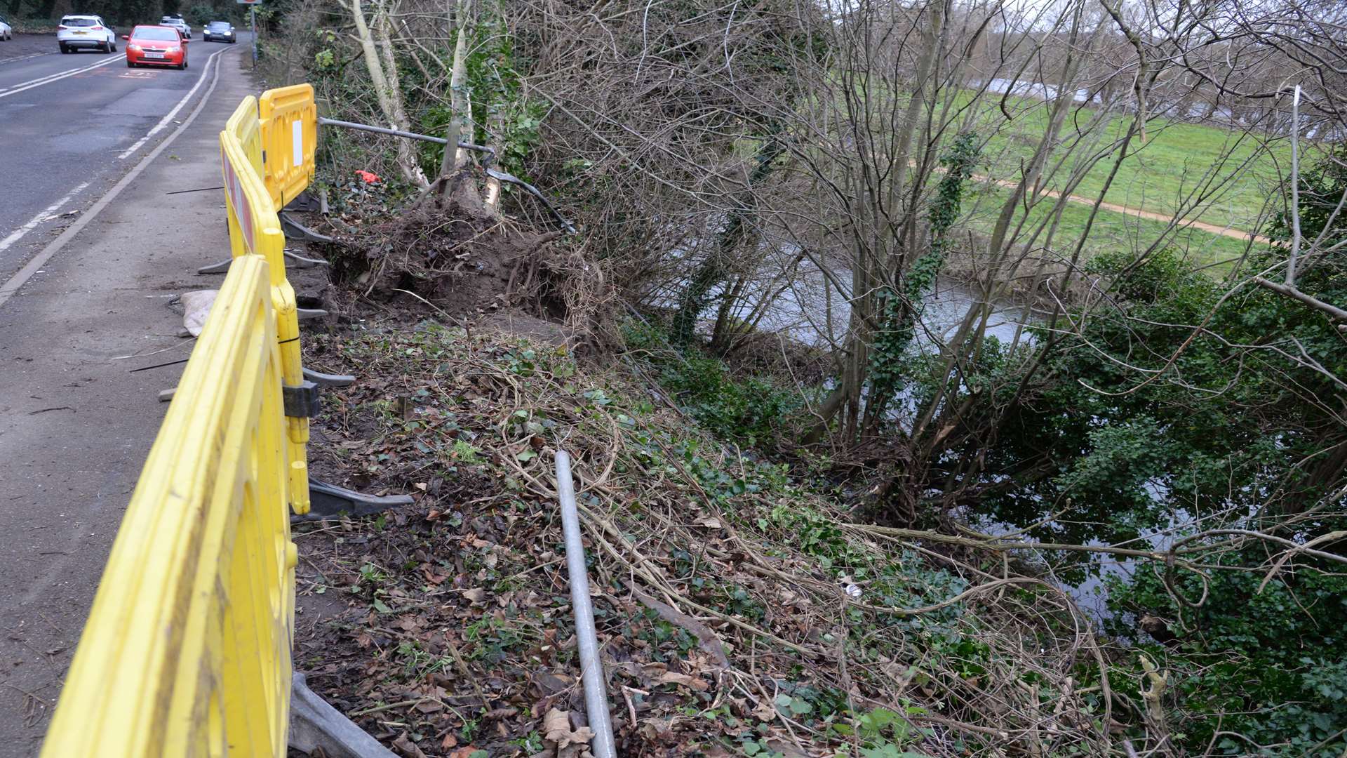 The car went down this steep embankment. Picture: Chris Davey
