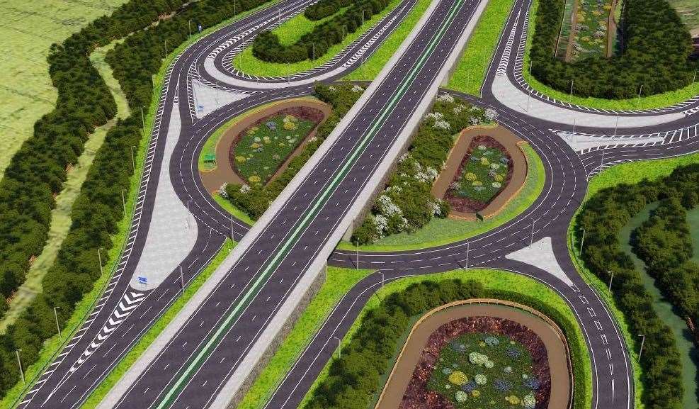 The new-look Stockbury roundabout from above