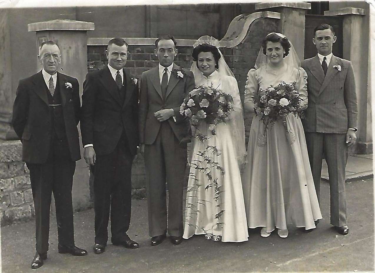 Bert and Tess Smitherman at their wedding in 1942 at St Michael's in Tonbridge Road