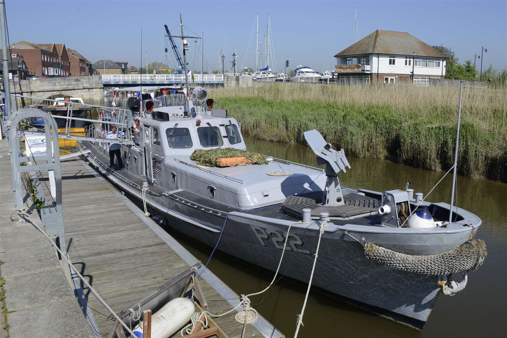 The American Cold War P22 Gun boat in the quay at Sandwich