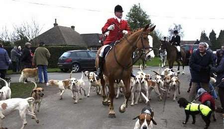 The East Kent Hunt gathering at Stelling Minnis last weekend. Picture: GERRY WHITTAKER