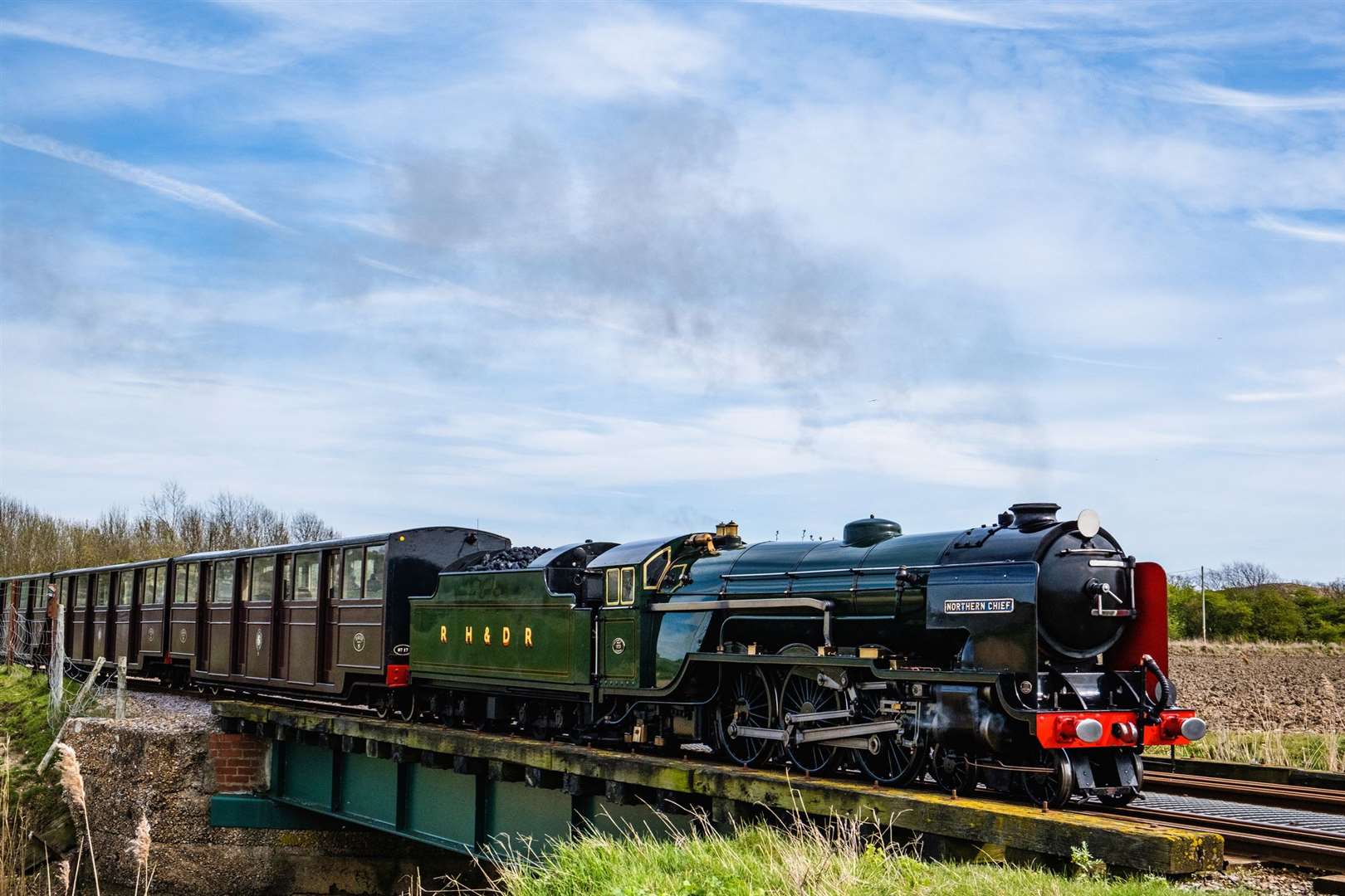 A miniature steam train from the Romney, Hythe and Dymchurch Railway. Library image