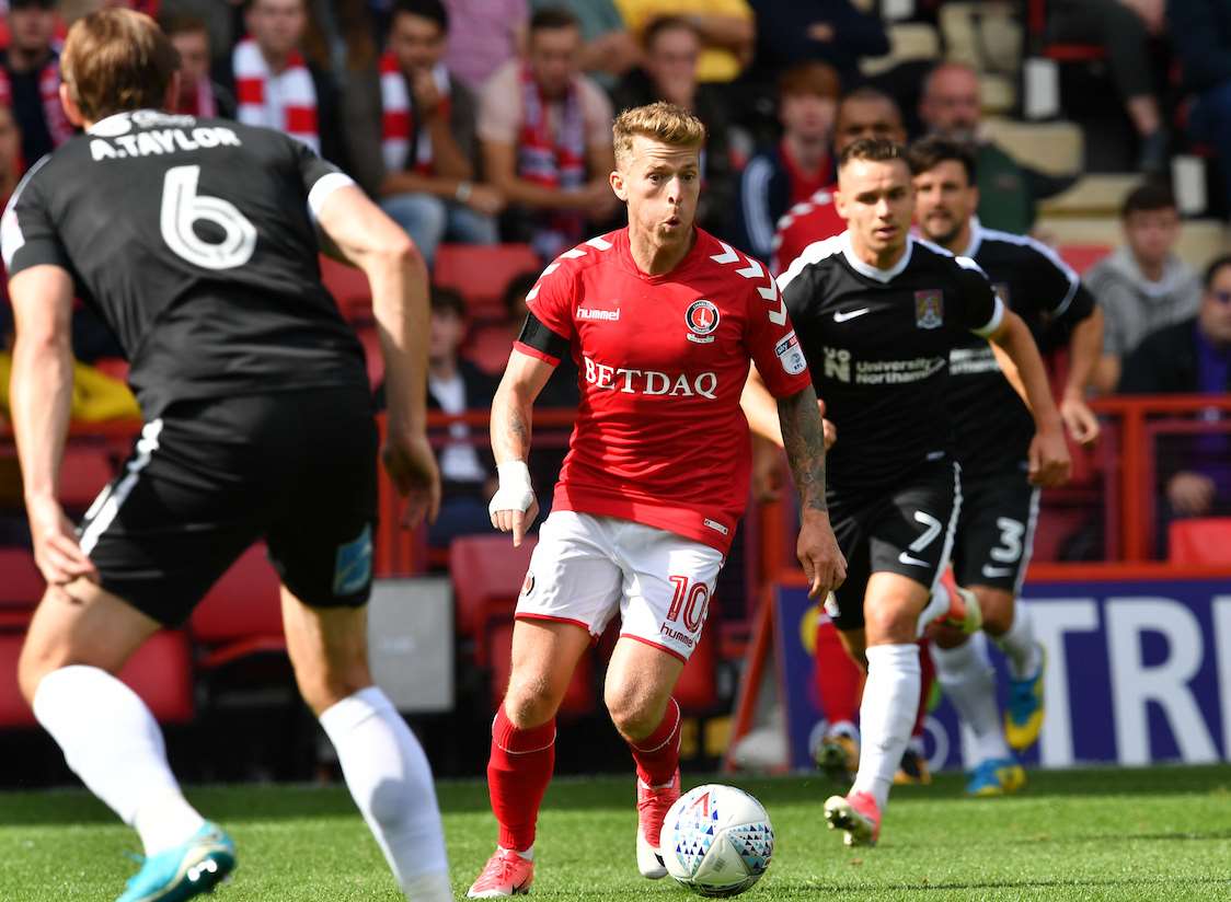 Charlton's Billy Clarke runs at the Northampton defence. Picture: Keith Gillard