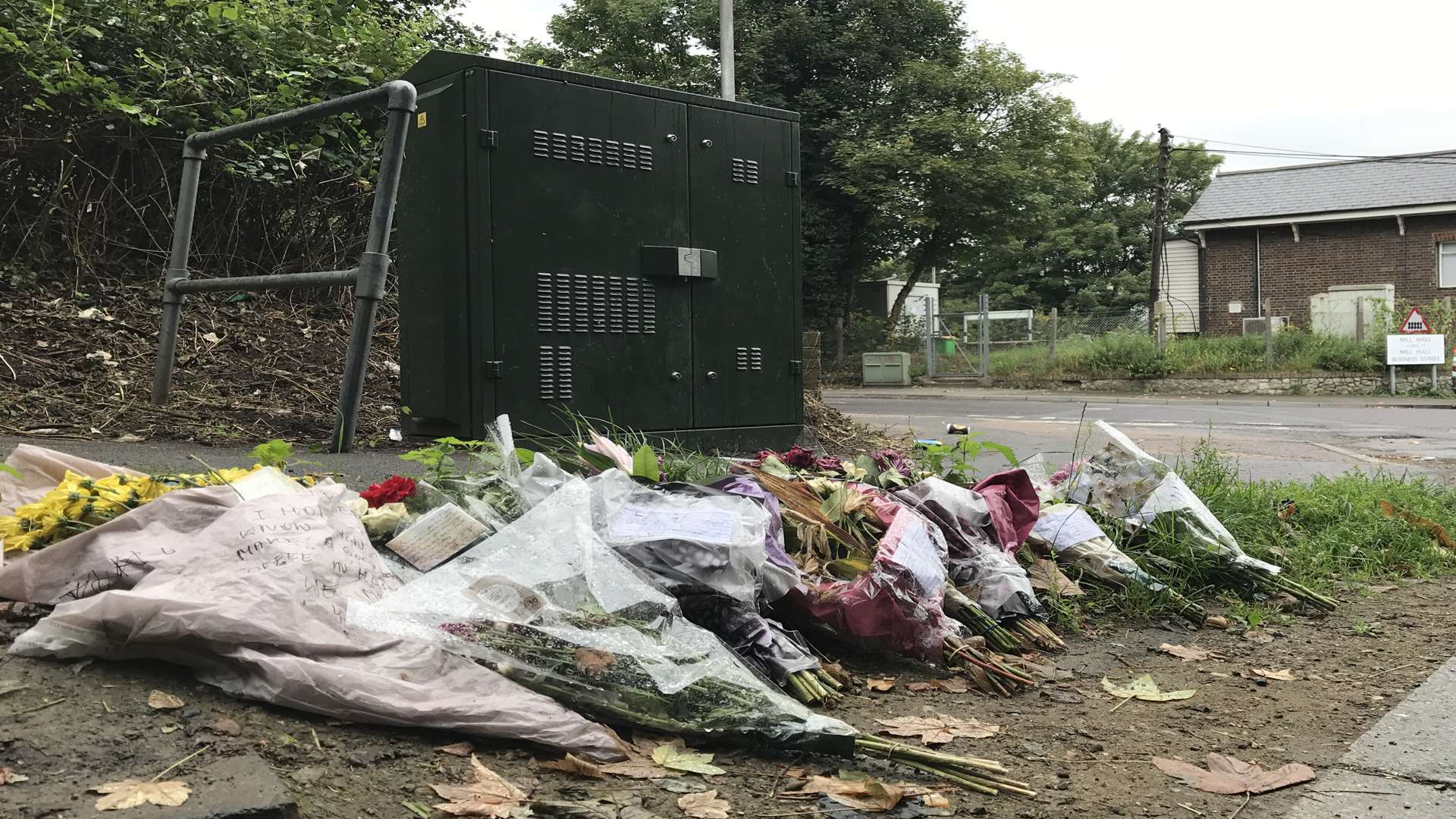 Flowers have been laid where Derek Gane was found collapsed