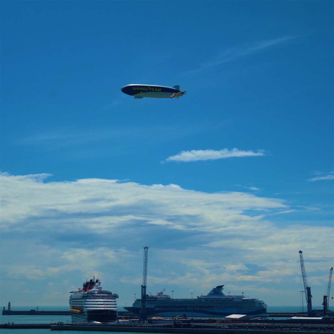 The blimp was spotted over the port of Dover. Photo: Dover District Council