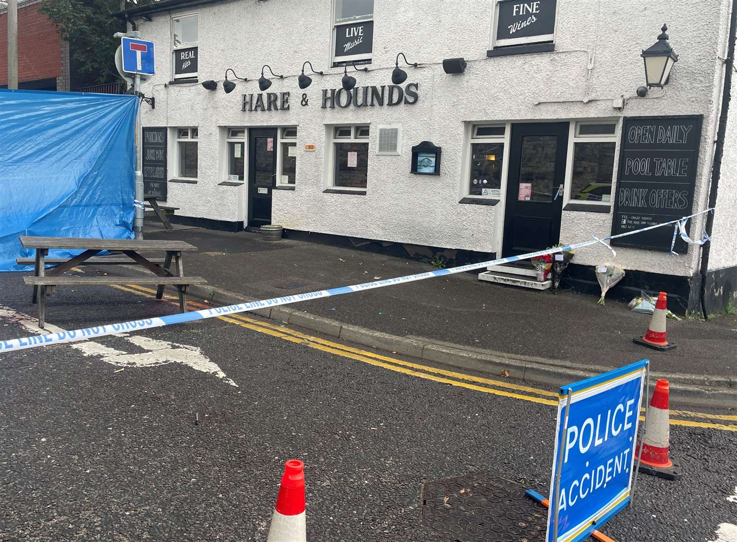 The pub was cordoned off on Tuesday while police investigated