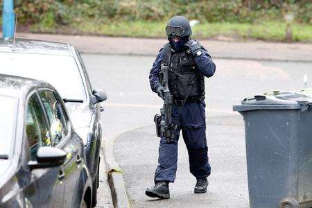 Armed police in Hunt Road, Tonbridge