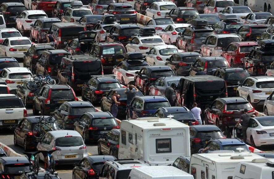 The queues at the Port of Dover on Friday 22nd July as the first day of the summer school holidays start..Picture: Barry Goodwin.