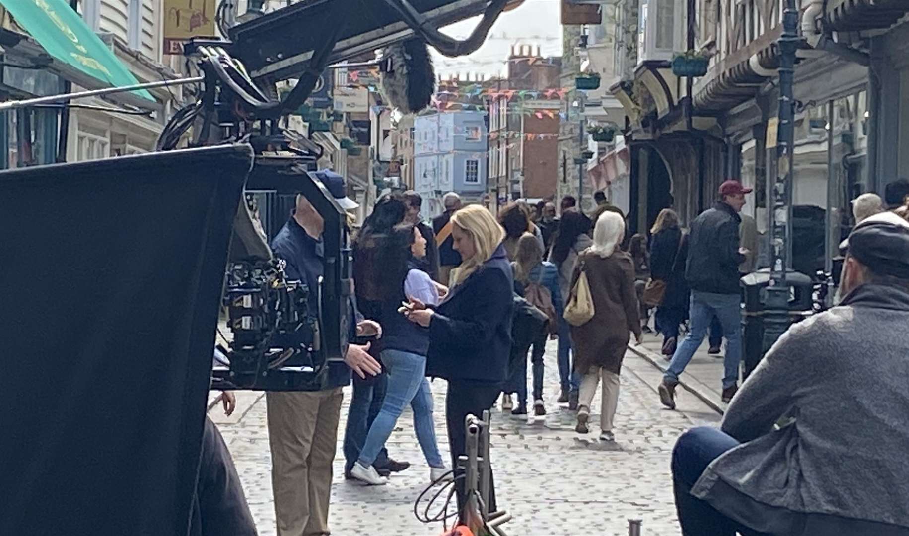 A major Hollywood star was spotted filming in Buttermarket, Canterbury, earlier today