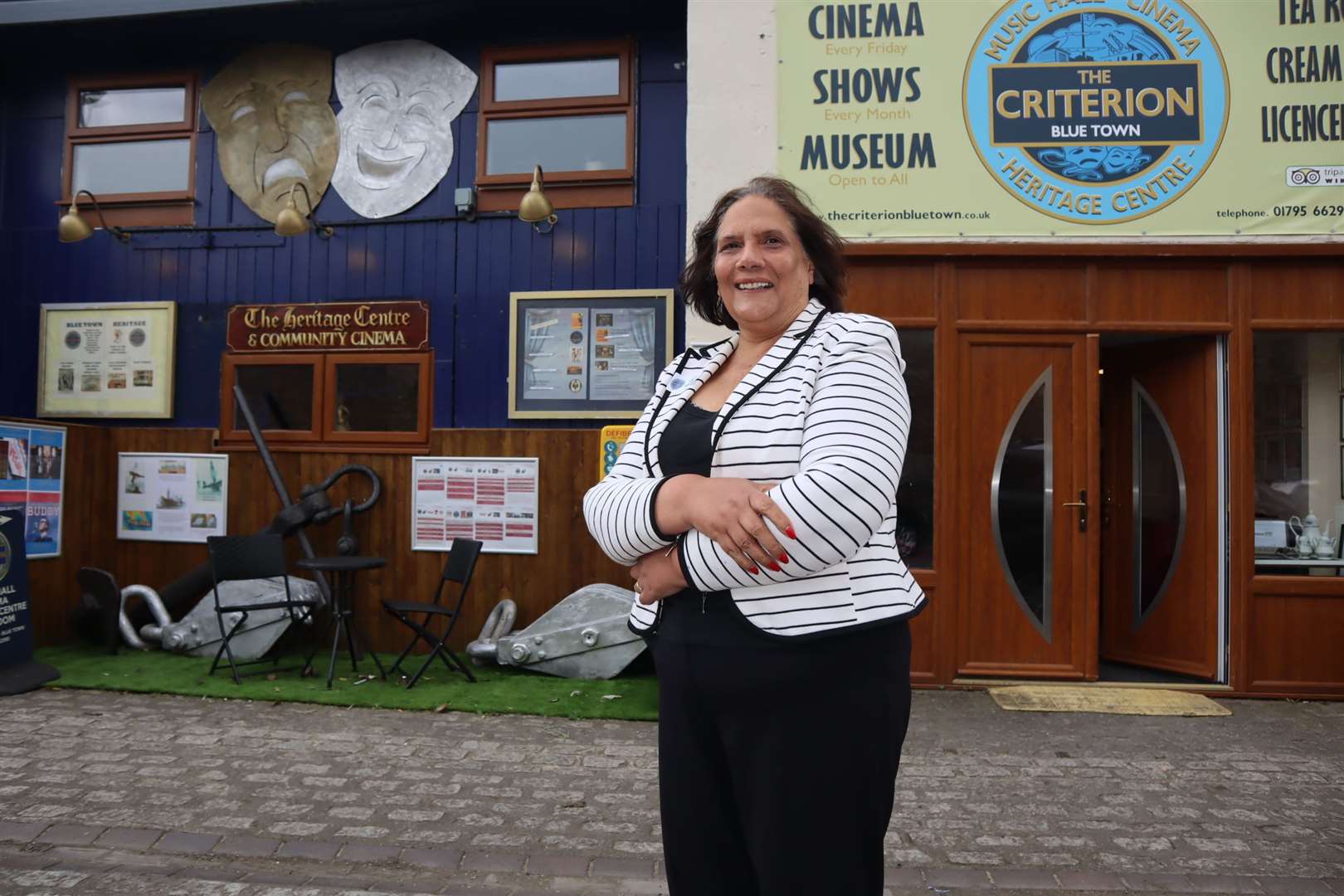 Jenny Hurkett outside the new-look Criterion Theatre and Blue Town Heritage Centre, Sheppey