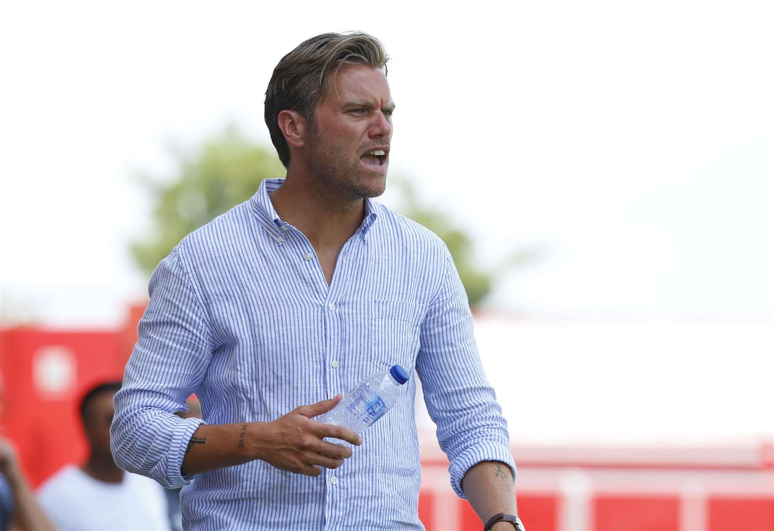 Daryl McMahon on the touchline at Stonebridge Road Picture: Andy Jones