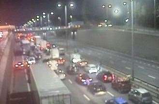 Traffic queuing on the M25 at Dartford due to a police incident. Picture: National Highways