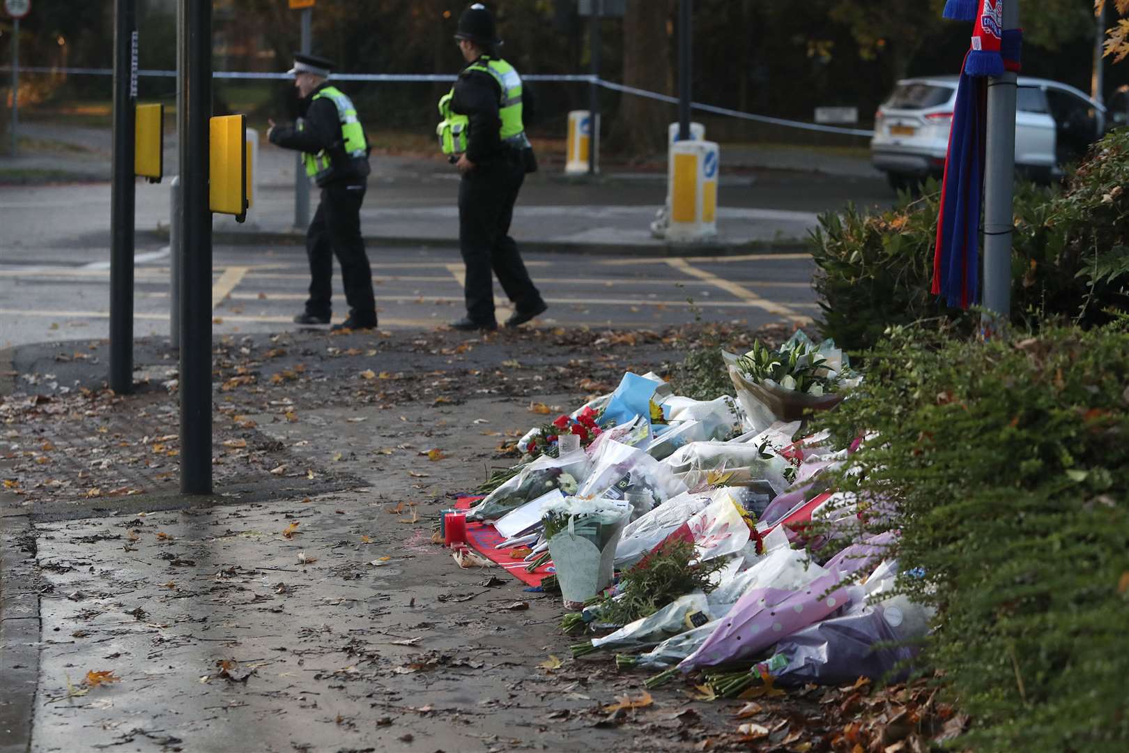 Flowers left at the scene after the tram crash in Croydon, Surrey (Steve Parsons/PA)