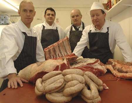 Aylesham butchers supply Norfolk Line with its produce. Paul Glasscoe, Dan Matharu, Peter Simpkins, and Paul Sharp. Picture: PAUL DENNIS
