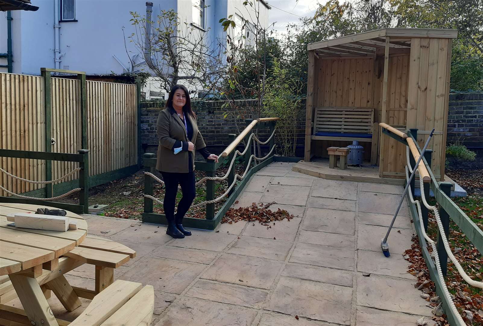 Tracy Maybank, assistant manager at Maidstone Day Centre, in the new and improved smoking area (53831576)
