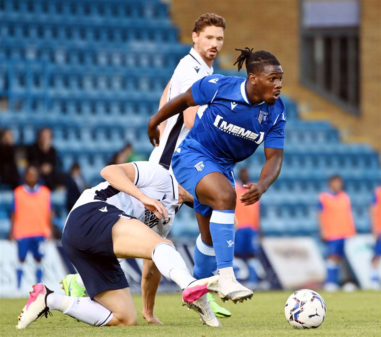 Dan Phillips in friendly action for Gills against Millwall last summer. Picture: Barry Goodwin