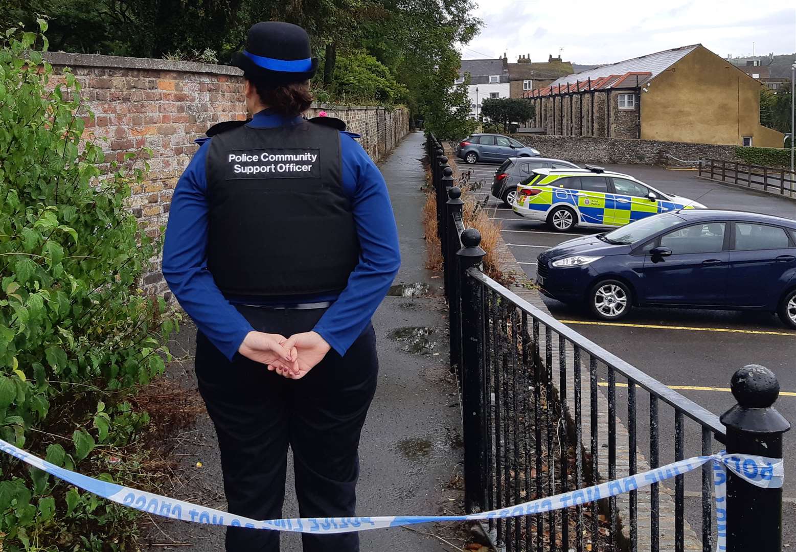 Police were still at Cowgate Cemetery yesterday morning, two days after the body was found