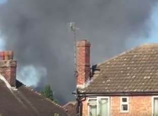 The blaze is sending thick clouds of smoke into the sky over Herne Bay. Picture: Nicholas Holmes