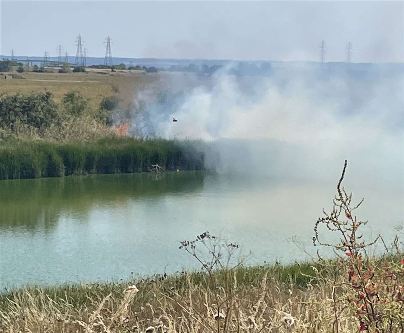 Canal embankment at Sheerness on fire. Picture: Andrea Scales