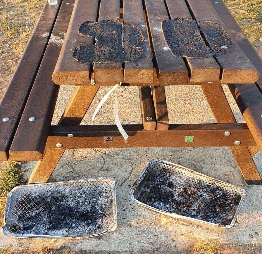 The bench was ruined by disposal BBQs. Picture: Friends of Rochester Churchfields and Esplanade