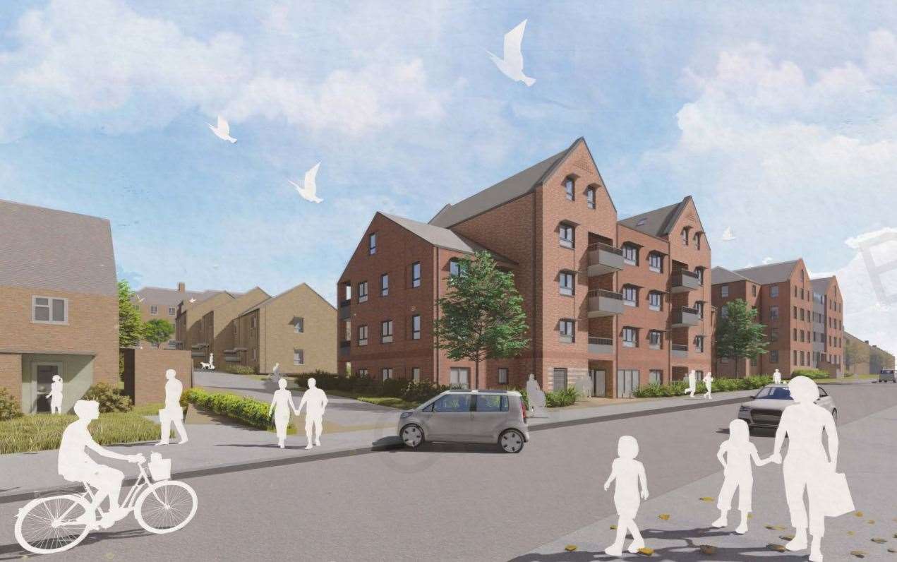 View from Valley Drive of one of the proposed housing blocks. Picture: BPTW