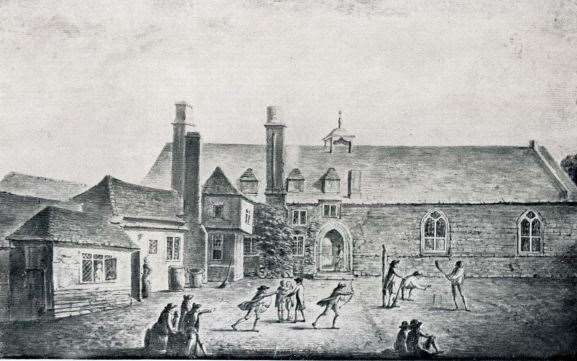 The site, pictured around 1780, was the former home of Maidstone Grammar School