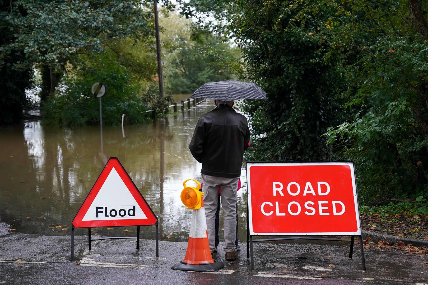 Flooded Carlton Ferry Lane in the village of Collingham in Nottinghamshire (Jacob King/PA)