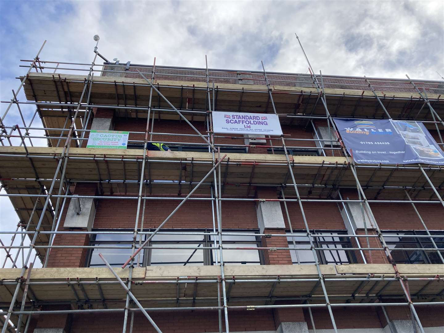 Scaffolding in the car park of Swale House, Sittingbourne, as part of a £1.9m revamp