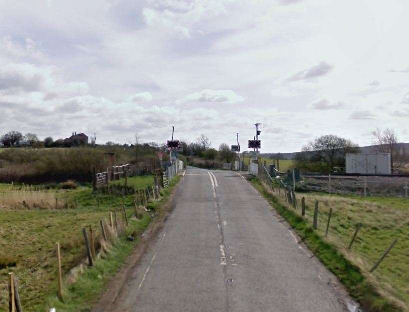 The car was left on the tracks at the Monkshill Road level crossing near Graveney, Faversham