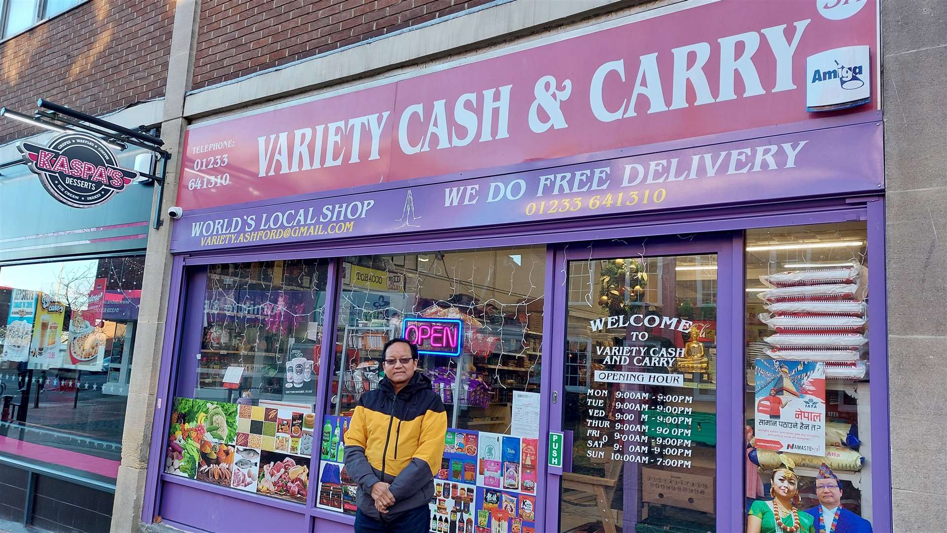 Dhan Rogu outside his Variety Cash and Carry store in the Lower High Street