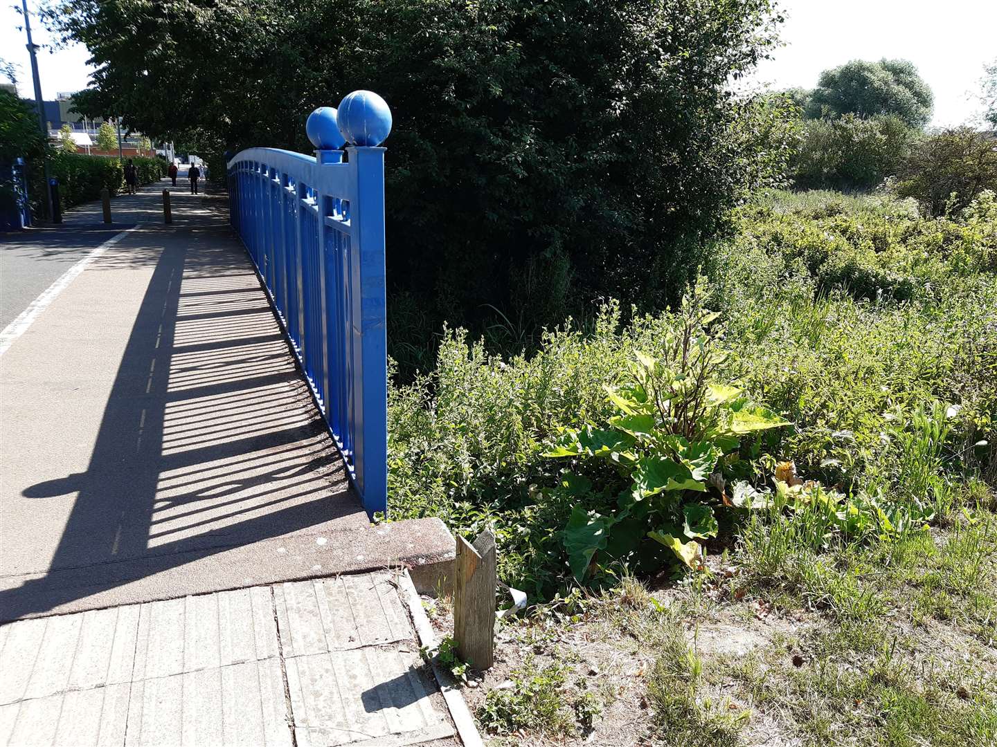 There is a gap in the fencing on both sides of this footbridge leading to Victoria Park