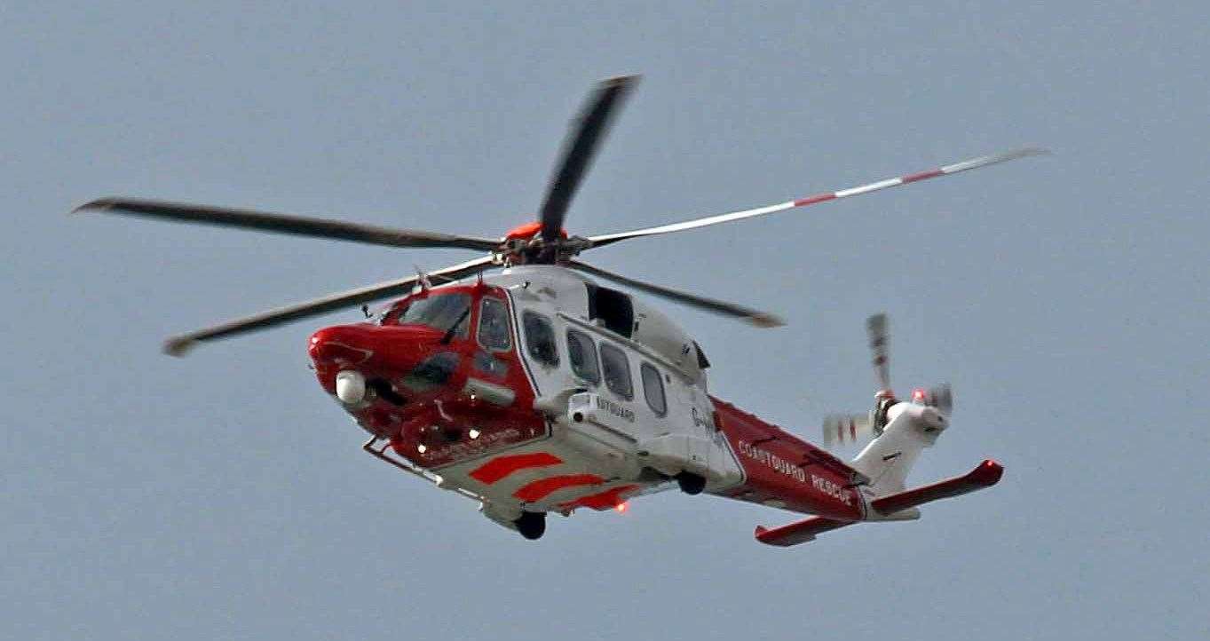 The coastguard rescue helicopter returned to the scene after refuelling at Lydd. Picture: Dover Strait Shipping - FotoFlite