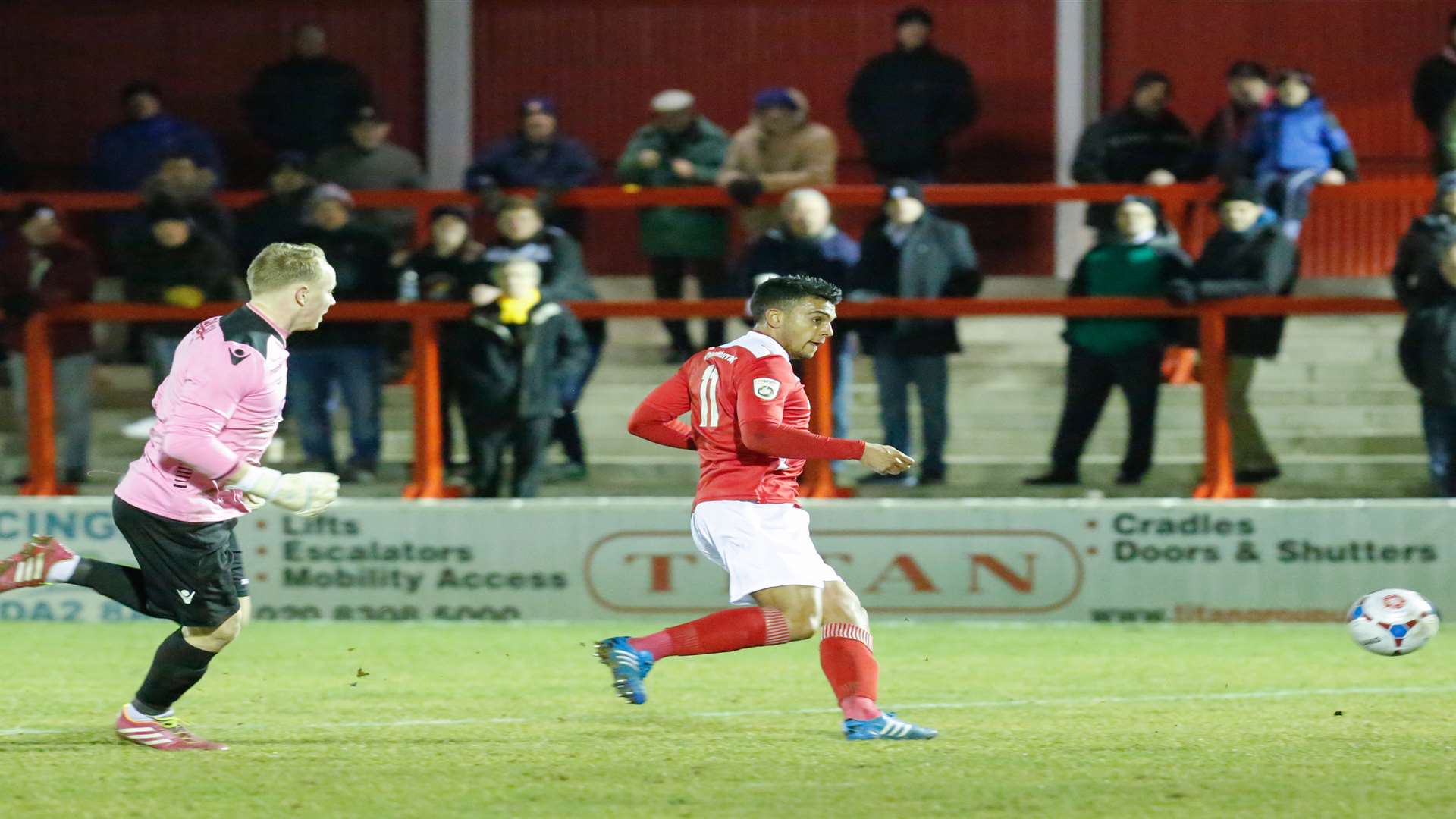 Theo Lewis makes it 2-0 after going round Staines keeper Jack Turner Picture: Matthew Walker