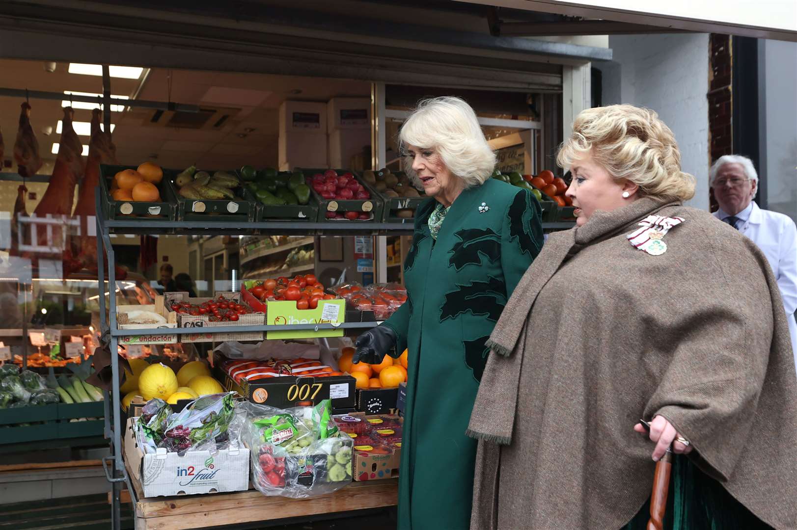 The Queen with Lord-Lieutenant Dame Fionnuala Jay-O’Boyle during a visit to Lisburn Road in Belfast (Liam McBurney/PA)