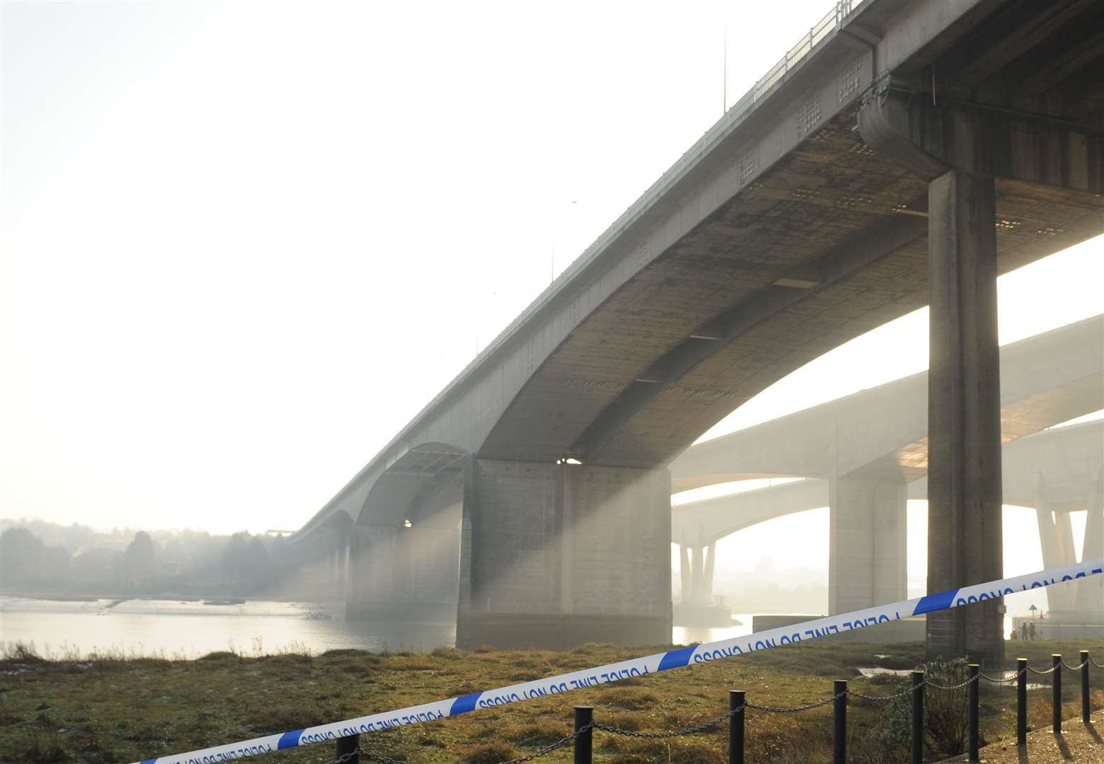 M2 Motorway bridge/Medway Valley Park, Rochester.Emergency services search river Medway and surrounding areas.Picture: Steve Crispe FM4652046 (14602612)