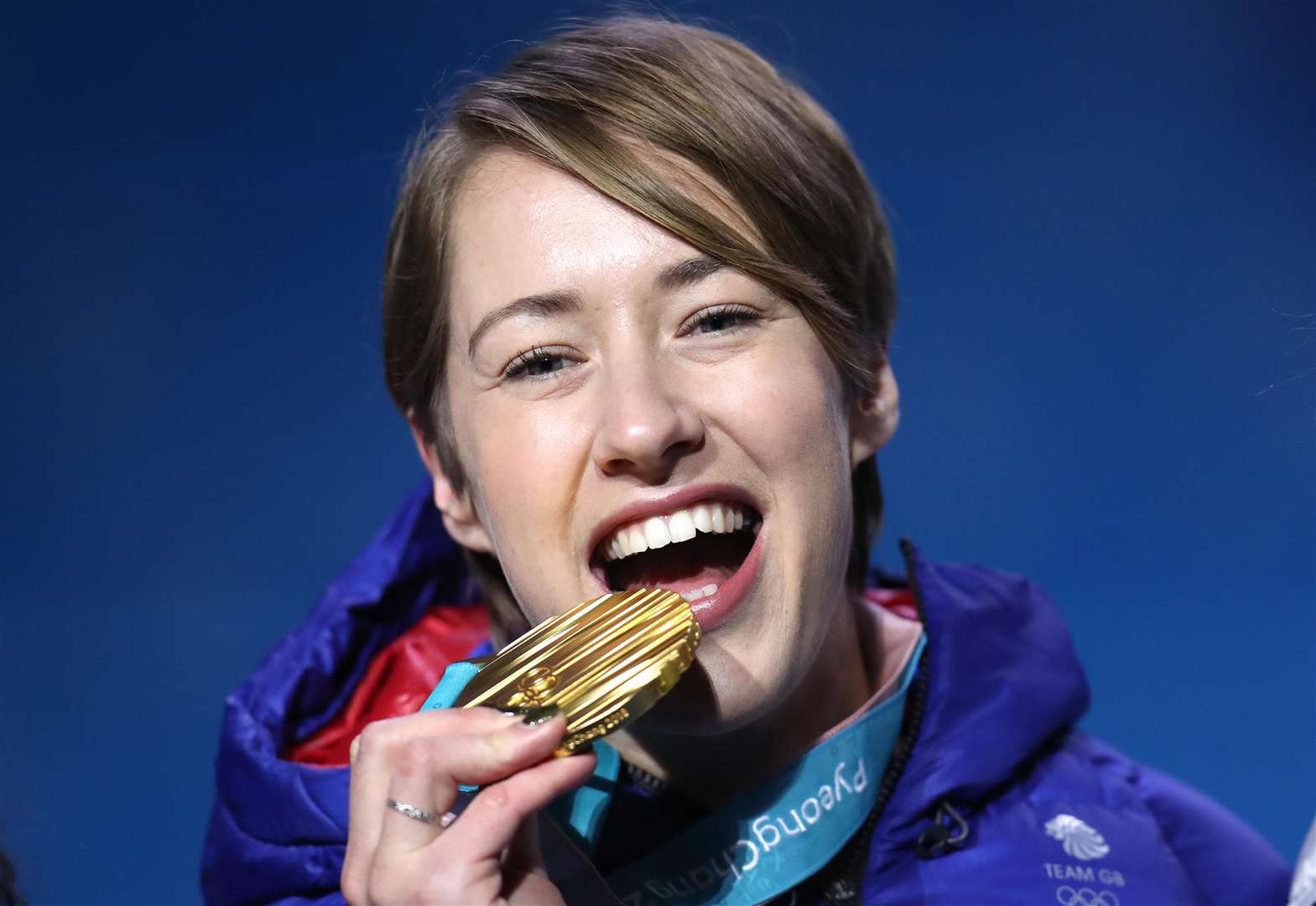 Lizzy Yarnold with her gold medal at the PyeongChang 2018 Winter Olympic Games Picture: Mike Egerton/PA Wire