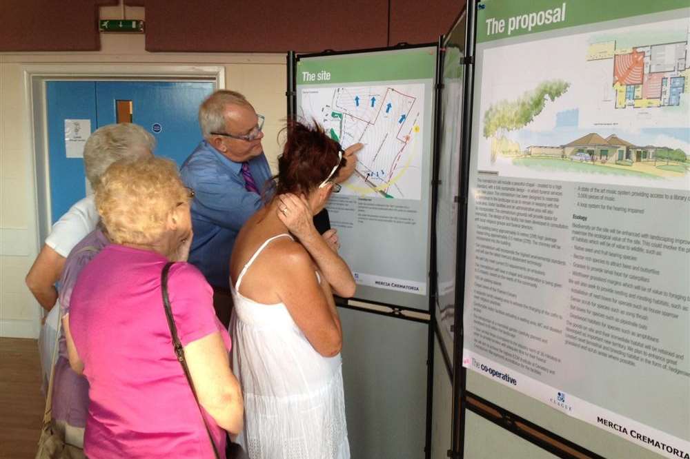 Head architect Andrew Clague shows Chalk residents the plans for the cemetry development