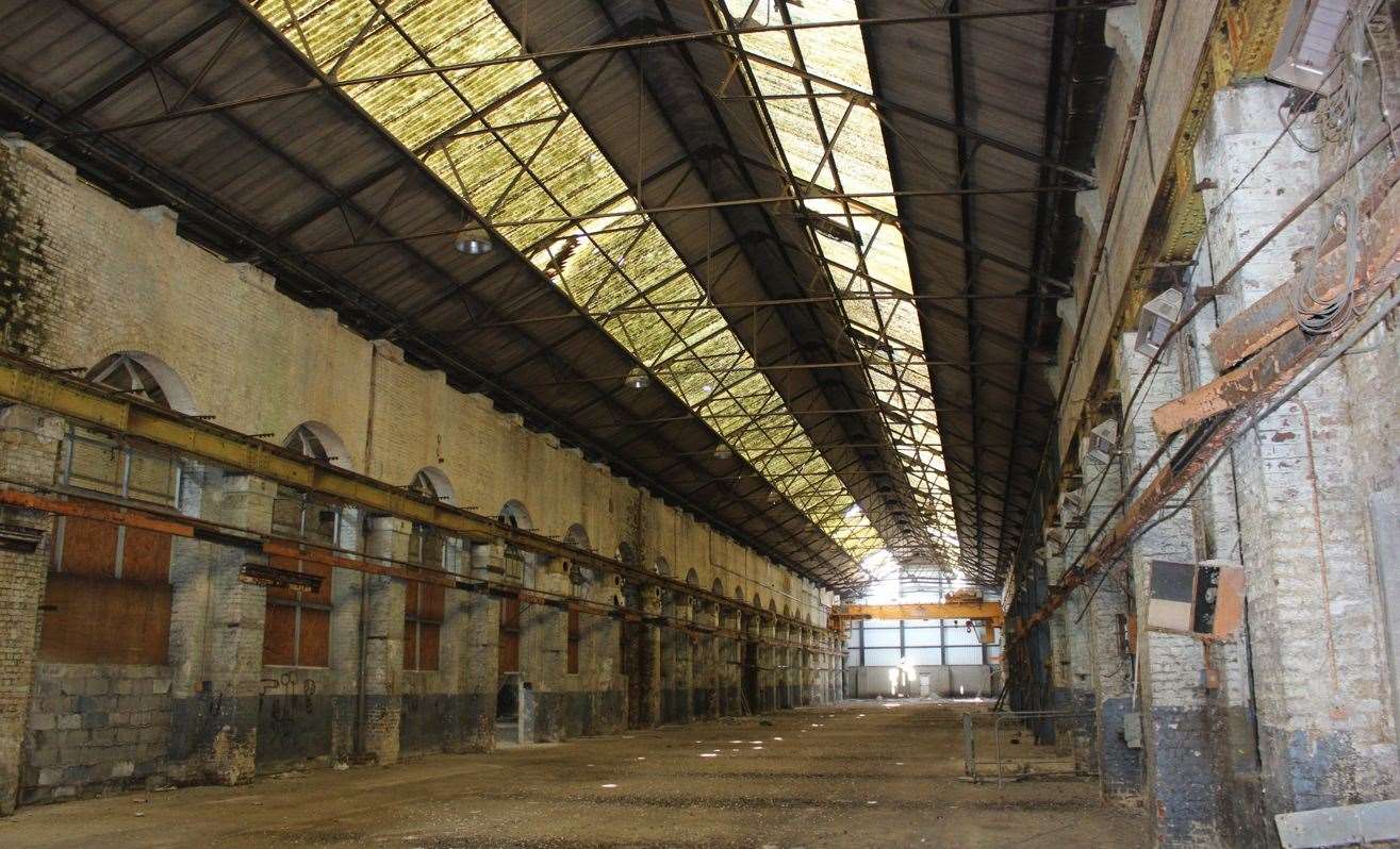 Inside one of the derelict buildings at the railway works. Picture: ABC