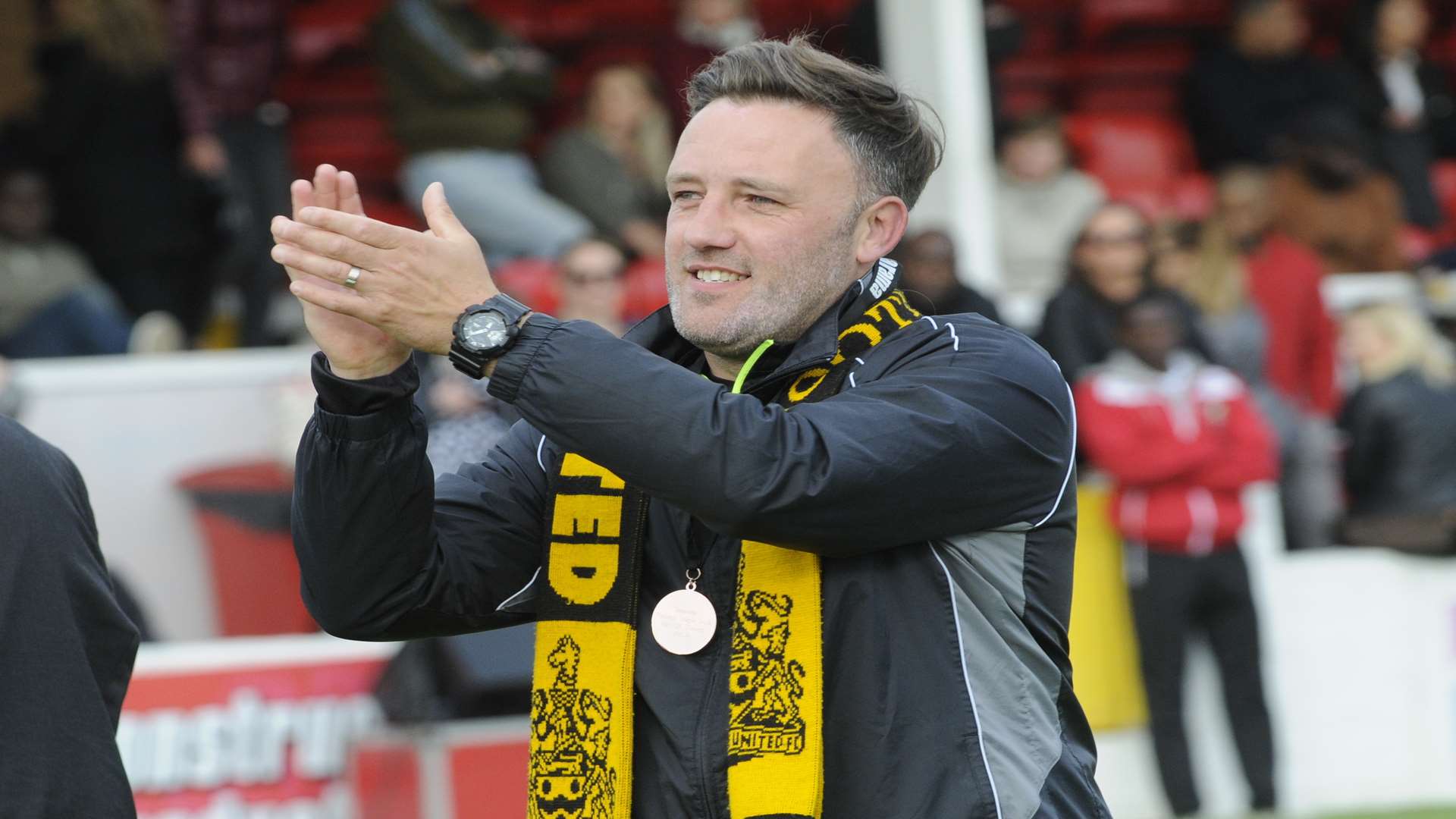 Jay Saunders has been linked with Leyton Orient but the Stones boss wants League football at the Gallagher Picture: Gary Browne