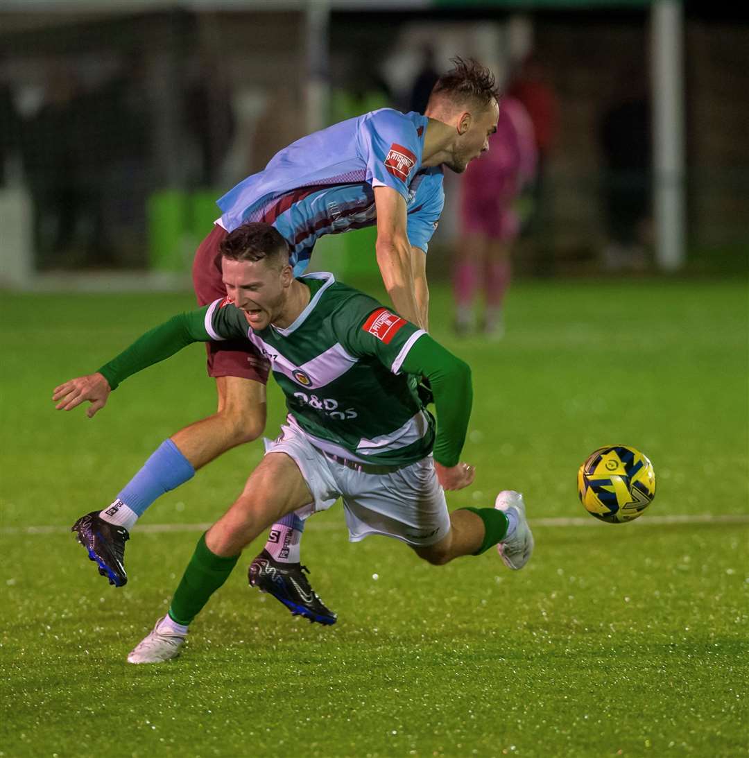 First-half action from Ashford's League Cup success against Hastings. Picture: Ian Scammell
