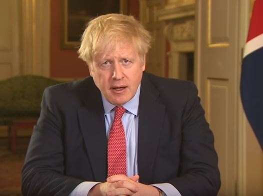 Boris Johnson addresses the nation on Monday Picture: BBC