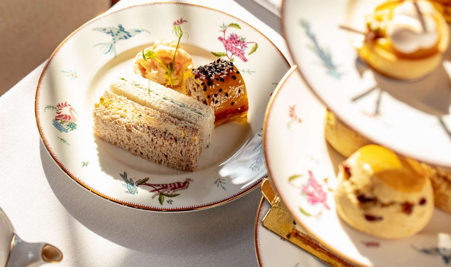 The afternoon tea includes sandwiches, pastries and scones. Picture: Aspinall Foundation