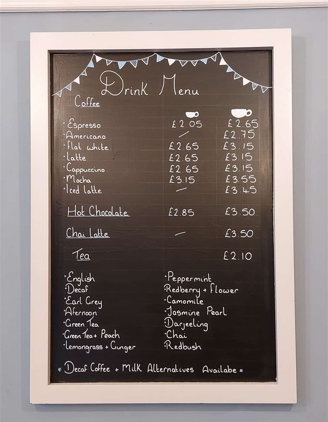 New menu boards have been put up ready for Monday