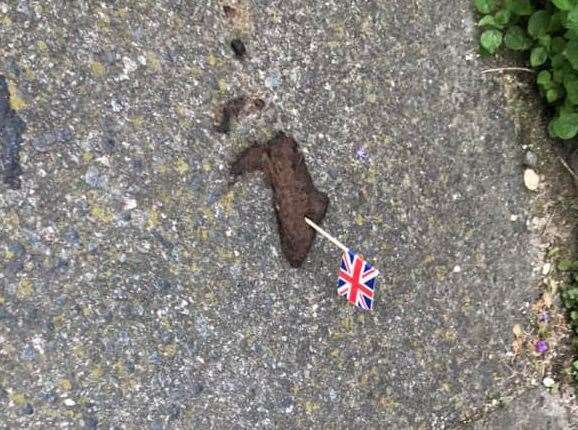 Dog poos with Union Flags have been popping up across Margate leaving residents amused. Picture: Stacey Kember