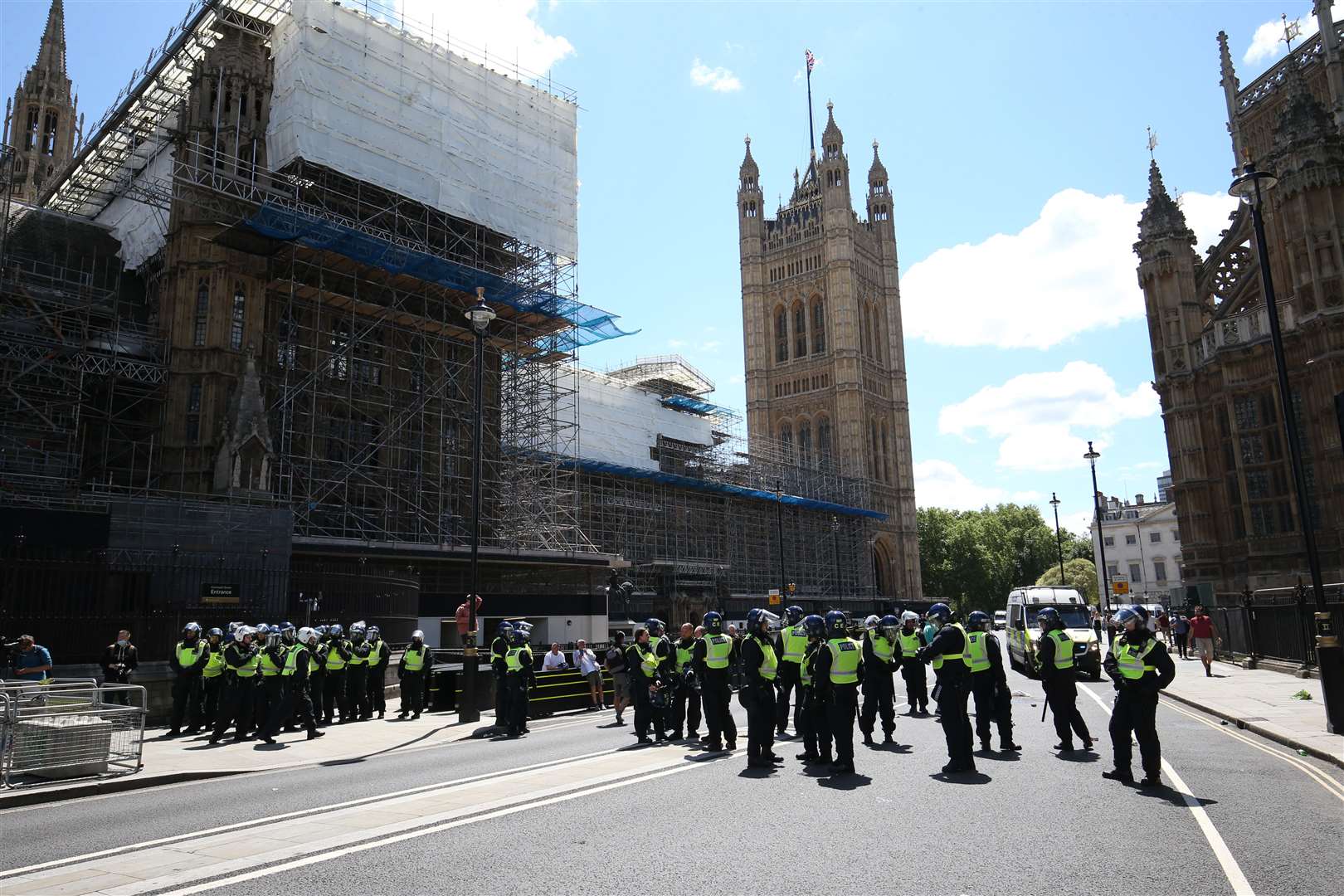 Police outside the Houses of Parliament in London (Jonathan Brady/PA)