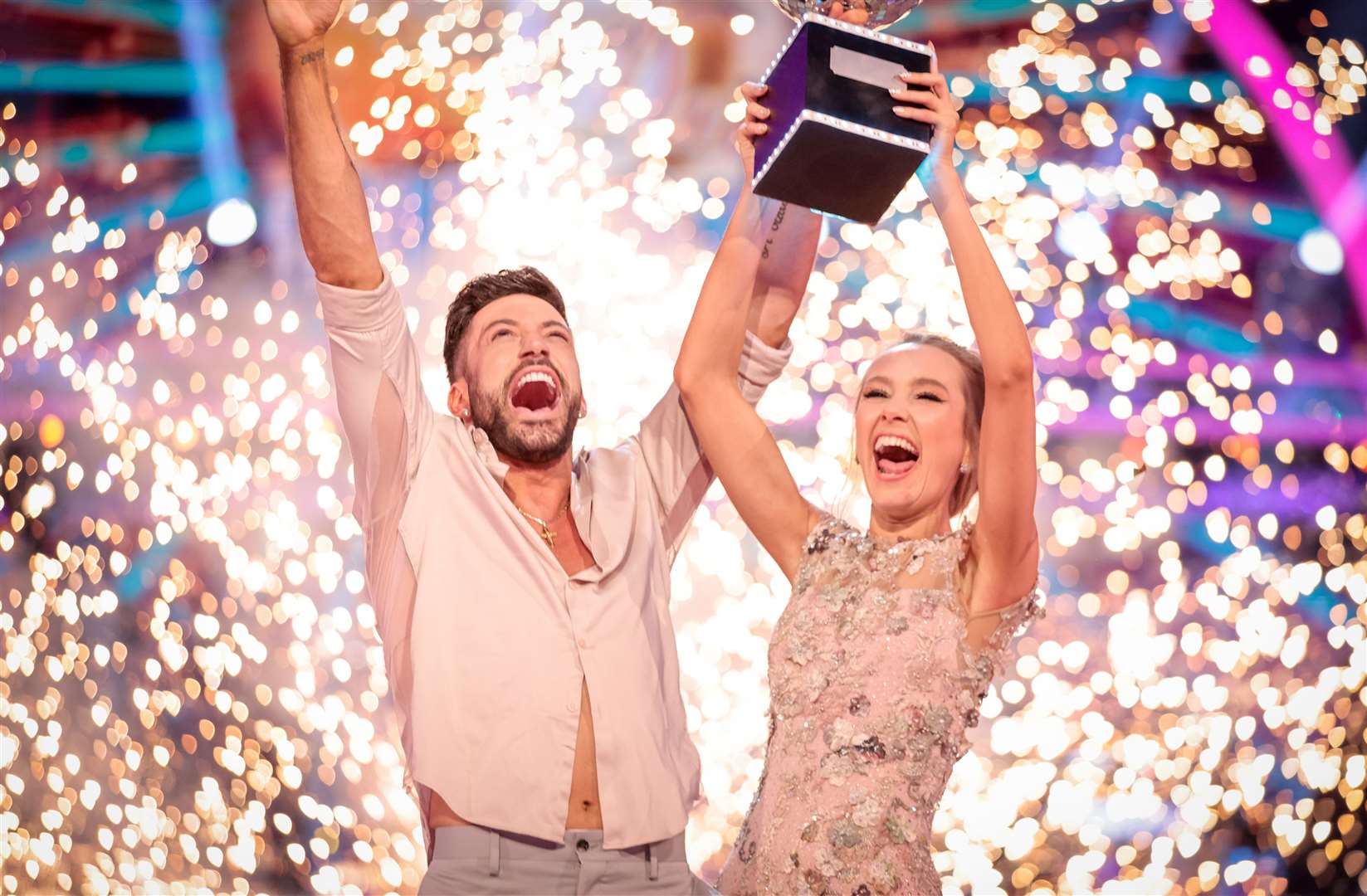 Rose and Giovanni were crowned the winners of the 19th series - and have now also won TV's Must See Moment. Picture: BBC/Guy Levy